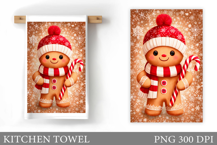 Gingerbread Kitchen Towel. Christmas Kitchen Towel Design