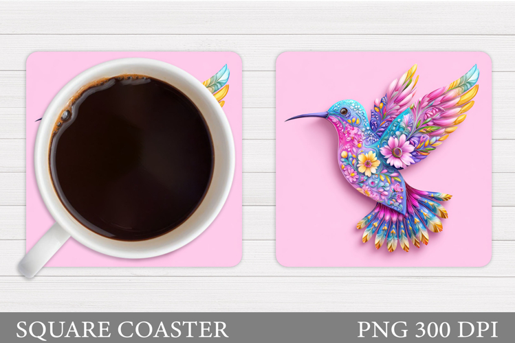 Hummingbird Square Coaster. Hummingbird Coaster Sublimation