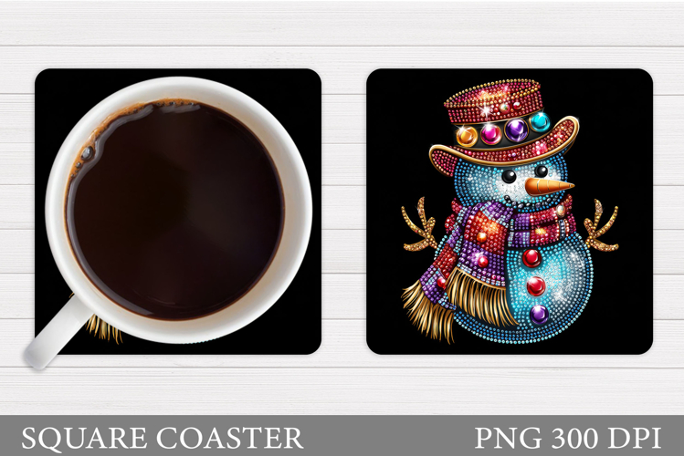 Sparkling Snowman Coaster. Christmas Coaster Sublimation