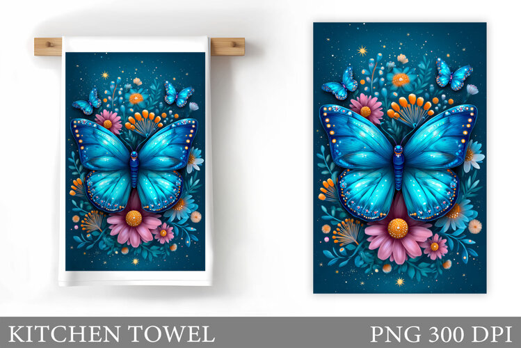 Butterfly Kitchen Towel Design. Butterfly Sublimation example image 1