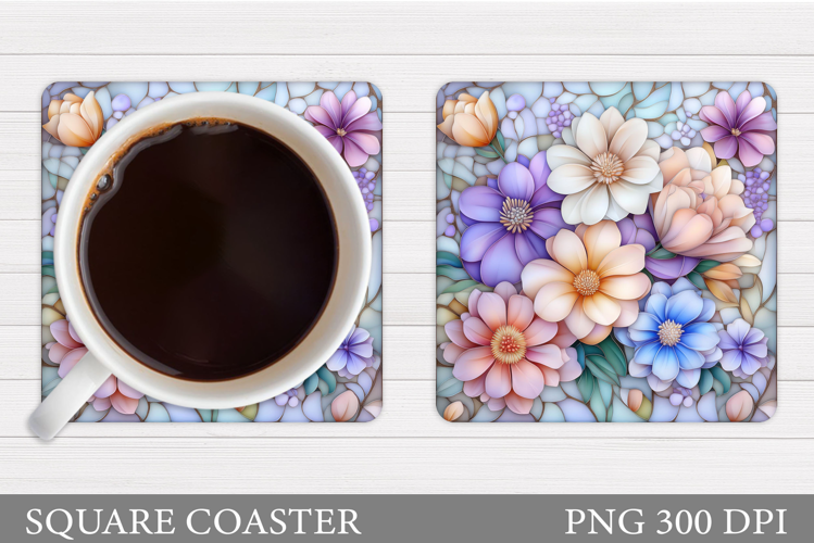 Flowers Coaster Sublimation. Floral Coaster Design