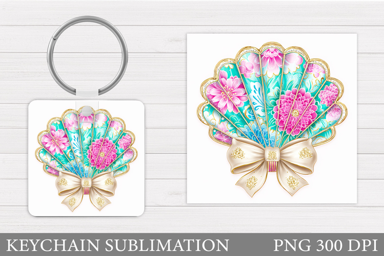 Seashell Keychain Sublimation. Starfish Keychain Design