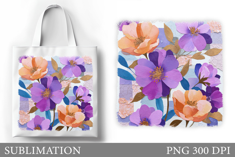 Flowers Tote Bag Design. Floral Tote Bag Sublimation