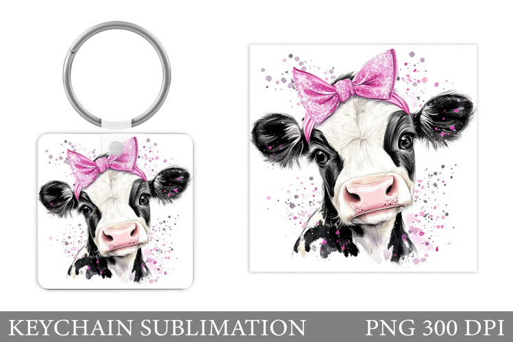 Cute Cow Keychain Design. Cute Cow Sublimation