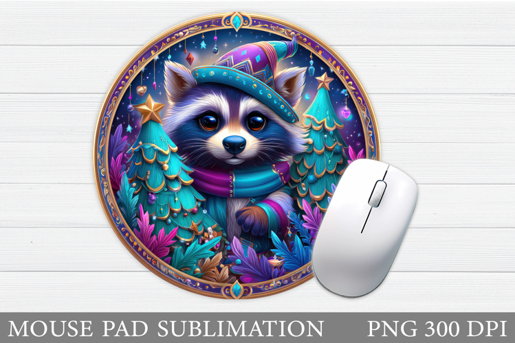 Raccoon Mouse Pad Sublimation. Christmas Mouse Pad Design