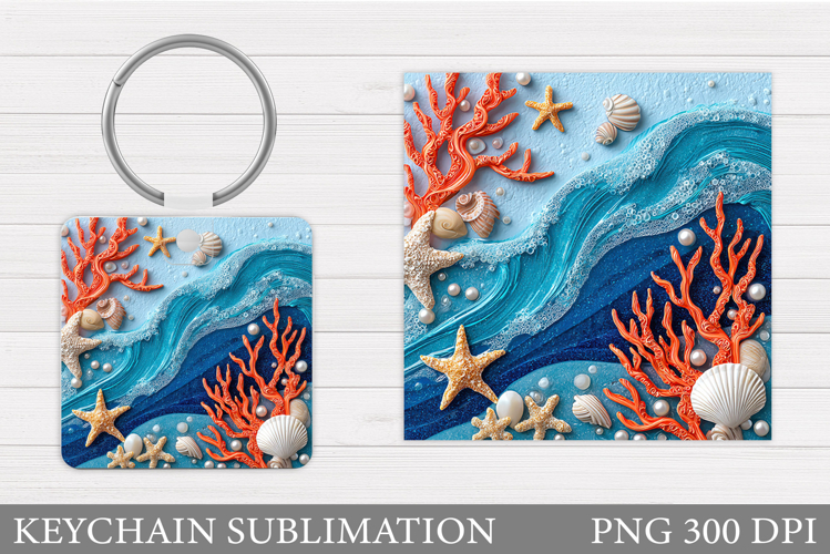 Sea Keychain Design. Sea Sublimation
