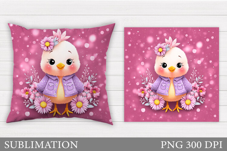 Spring Chick Pillow Sublimation. Spring Pillow Design example image 1
