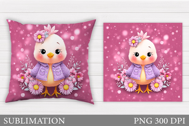 Spring Chick Pillow Sublimation. Spring Pillow Design