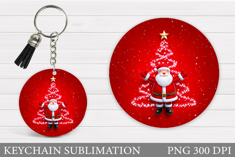 Cute Santa Claus Keychain. Christmas Keychain Sublimation