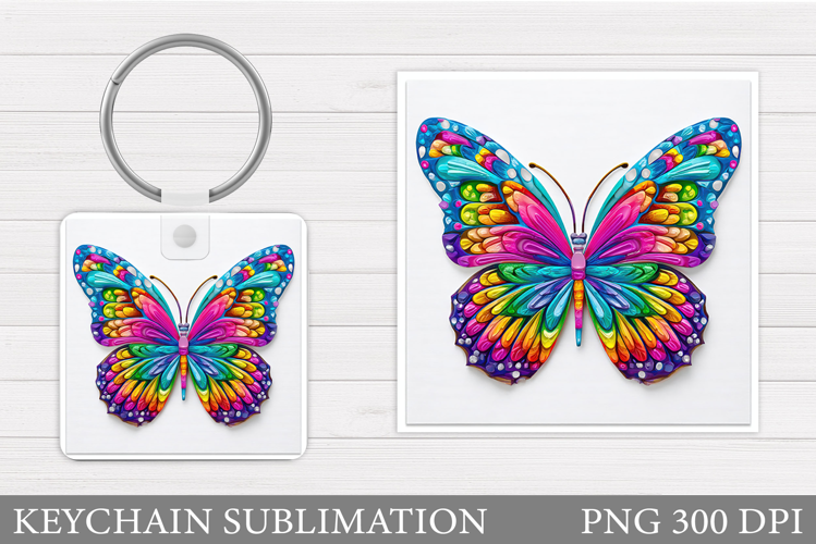 Butterfly Keychain Design. Butterfly Square Keychain