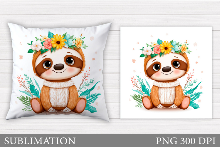 Cute Sloth Pillow Sublimation. Cute Sloth Sublimation