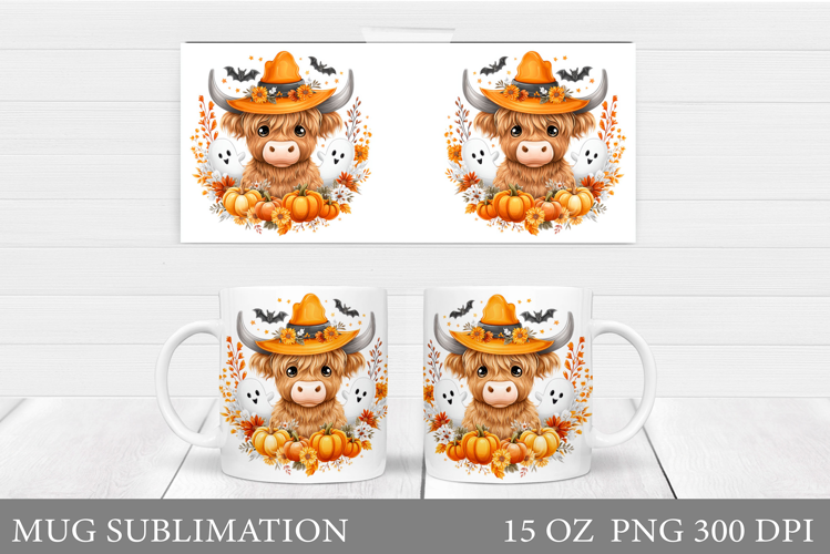 Halloween Cow Mug Design. Halloween Cow Sublimation