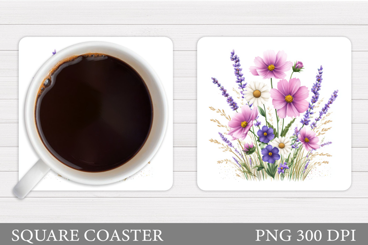 Wildflowers Coaster Design. Floral Coaster Sublimation