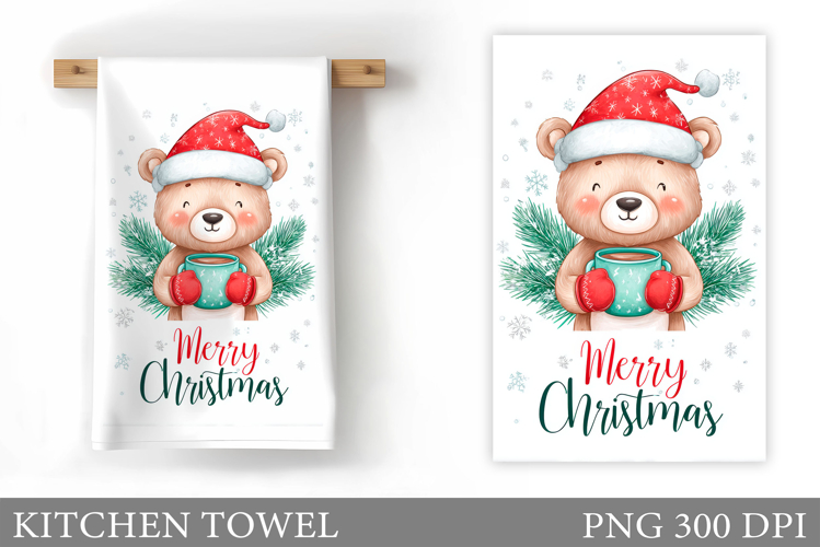 Christmas Bear Kitchen Towel. Christmas Kitchen Towel Design