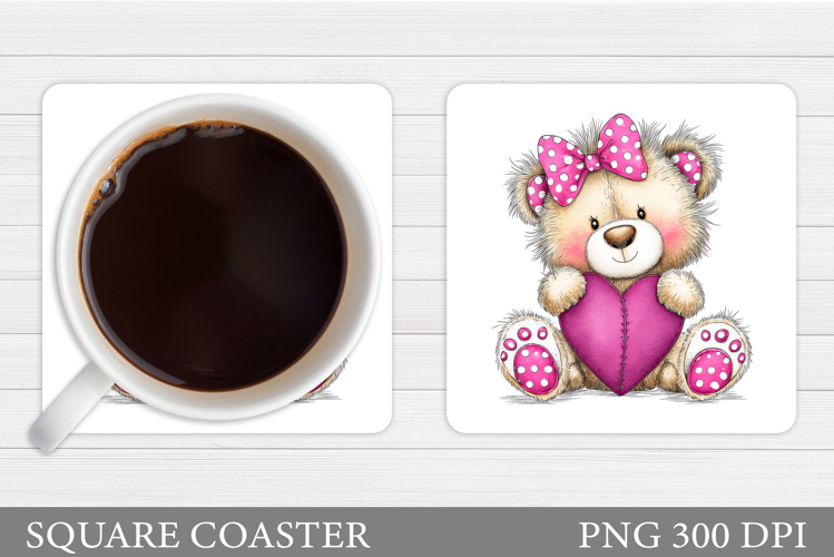 Valentines Bear Coaster. Valentines Coaster Design