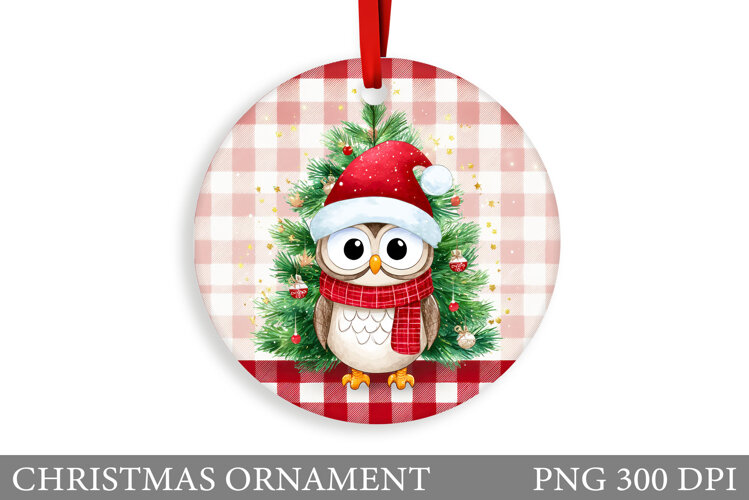 Christmas Owl Christmas Ornament. Christmas Owl Sublimation example image 1