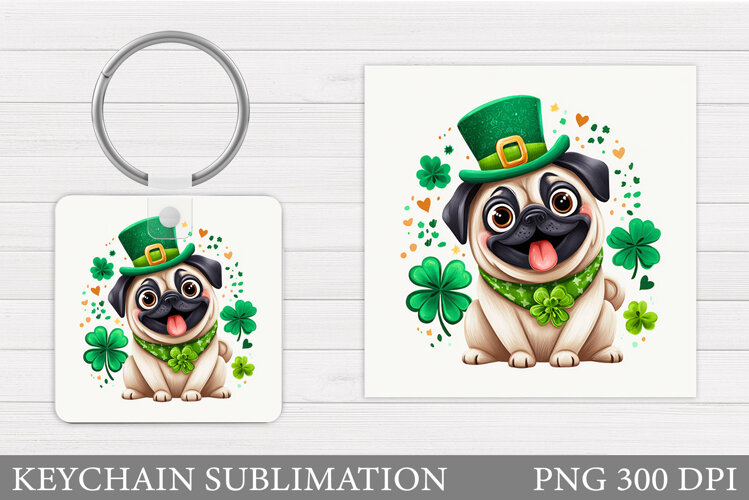 St Patrick Dog Keychain. St Patrick Keychain Sublimation example image 1