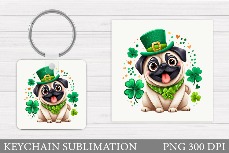St Patrick Dog Keychain. St Patrick Keychain Sublimation