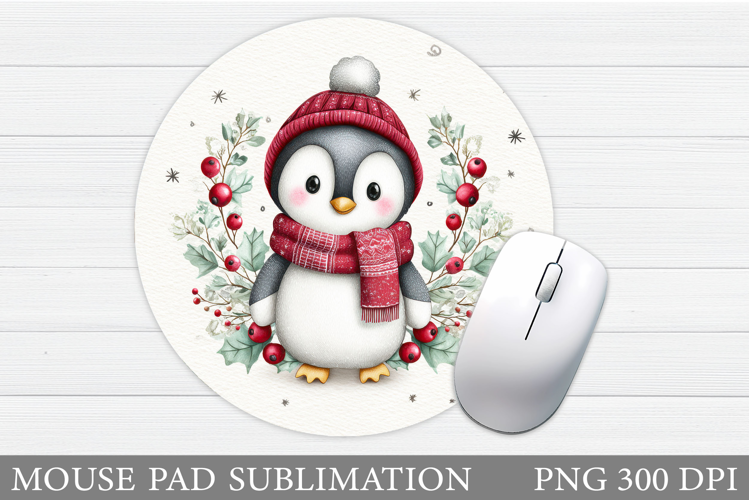 Christmas Penguin Mouse Pad. Christmas Mouse Pad Design