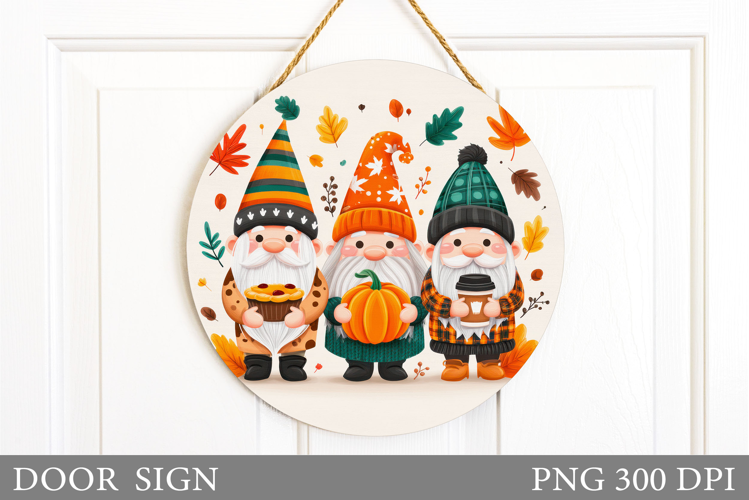 Fall Gnome Door Sign Sublimation. Fall Door Sign Design