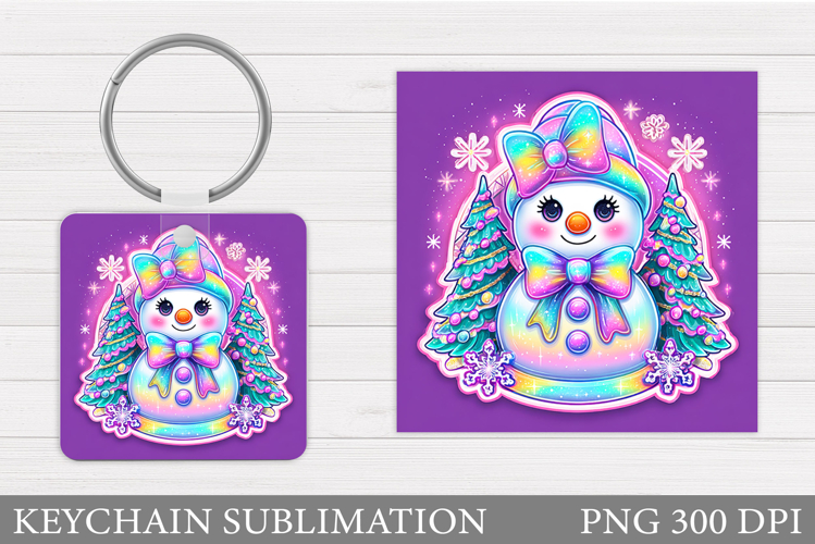 Cute Snowman Keychain Design. Christmas Keychain Sublimation