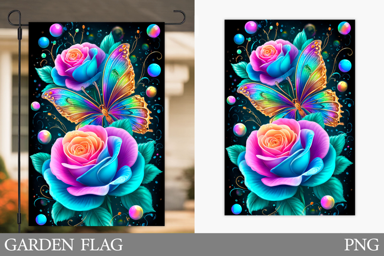 Butterfly Garden Flag Design. Summer Garden Flag Sublimation