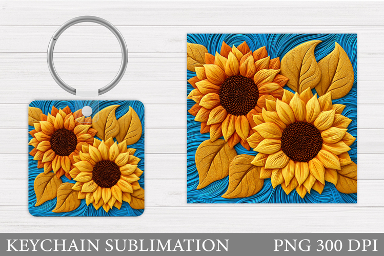 Sunflowers Keychain Sublimation. Summer Flowers Keychain