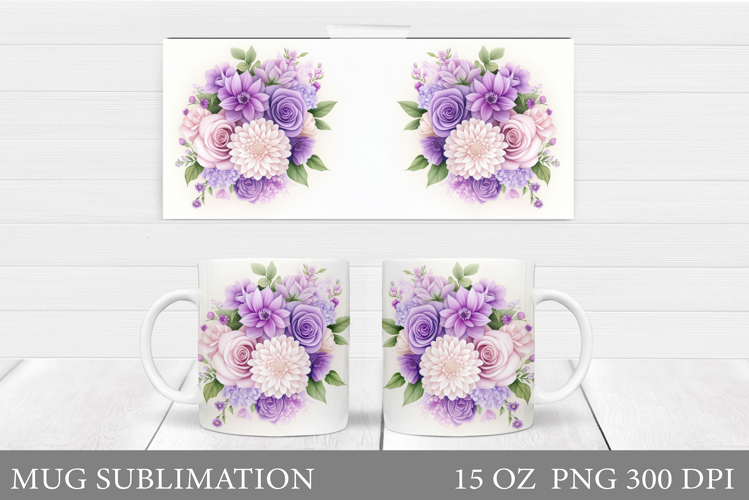 Flowers Mug Sublimation. Floral Mug Wrap Design
