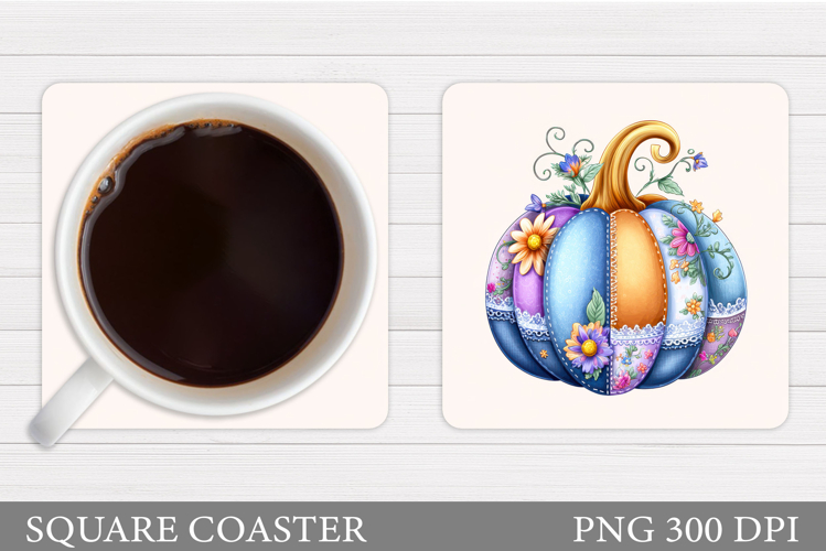 Patchwork Pumpkin Coaster. Fall Coaster Sublimation