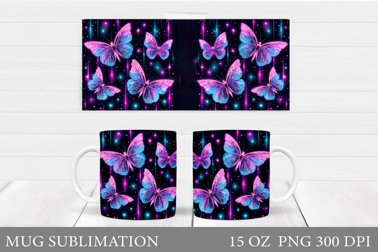Butterflies Mug Sublimation. Butterfly Mug Design