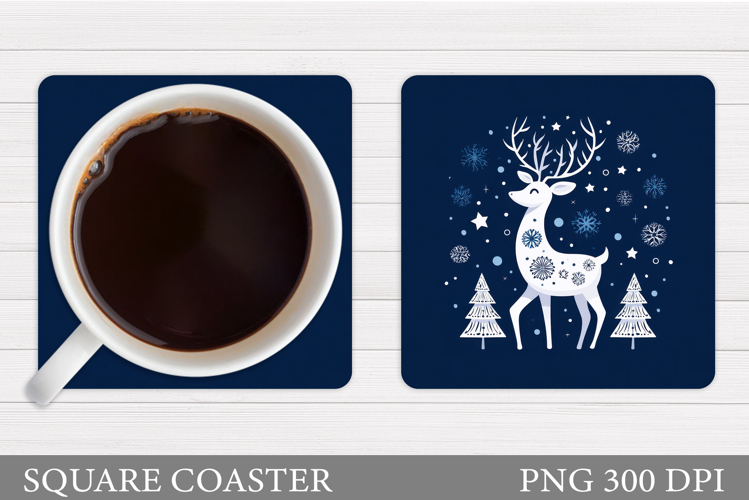 Reindeer Coaster Design. Christmas Coaster Sublimation