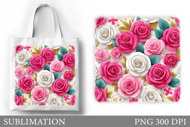 Roses Tote Bag Sublimation. Flowers Sublimation