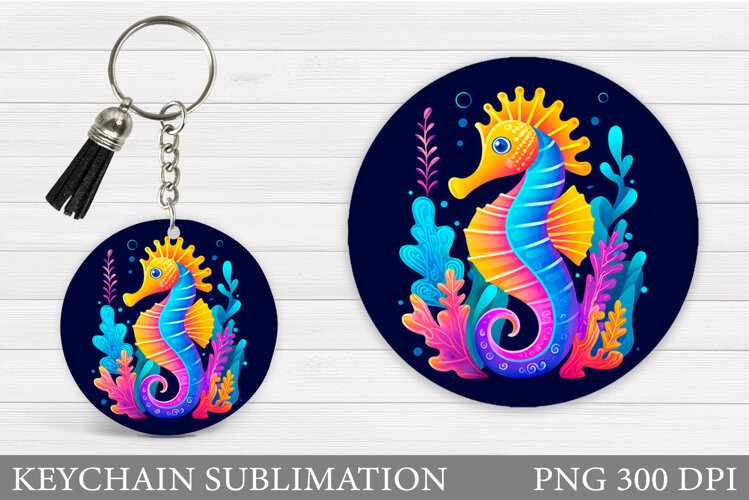 Seahorse Keychain Design. Cute Seahorse Sublimation example image 1