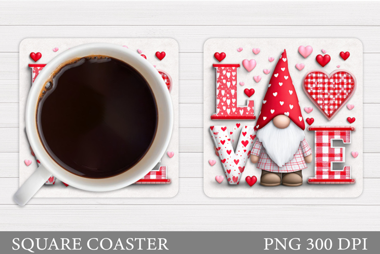 Valentines Gnome Coaster. Valentines Coaster Sublimation