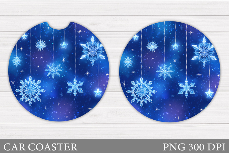 Snowflakes Car Coaster Design. Christmas Car Coaster