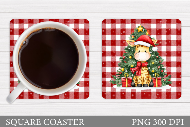 Christmas Giraffe Coaster. Christmas Coaster Sublimation