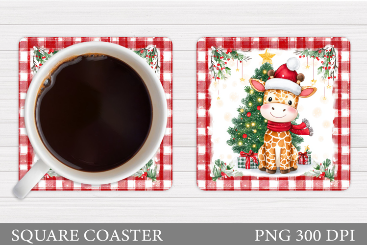 Christmas Giraffe Coaster. Christmas Coaster Sublimation