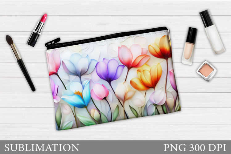 Flowers Makeup Bag Design. Flowers Cosmetics Bag Sublimation
