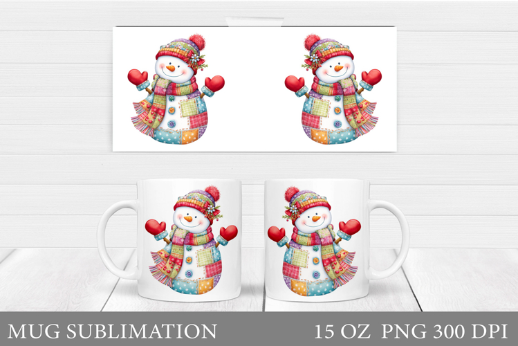 Cute Snowman Mug Design. Christmas Mug Sublimation