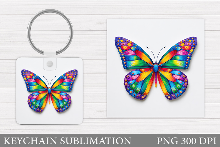 Butterfly Keychain Design. Butterfly Square Keychain