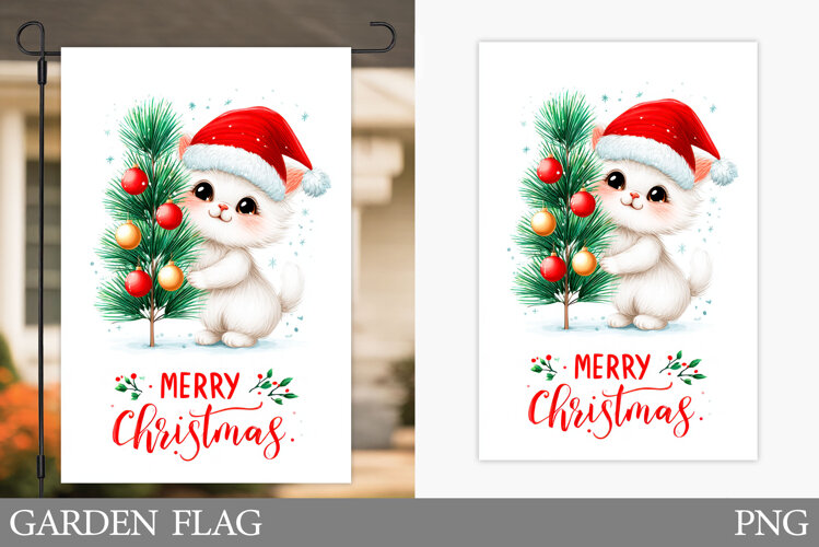 Christmas Cat Garden Flag. Christmas Garden Flag Design example image 1