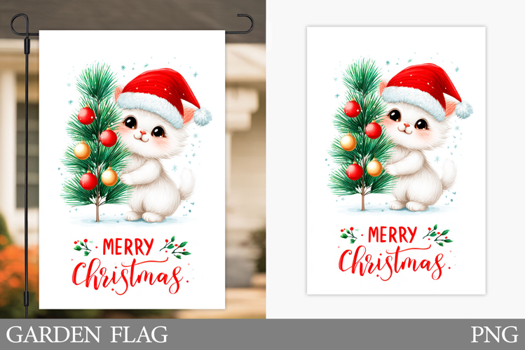Christmas Cat Garden Flag. Christmas Garden Flag Design