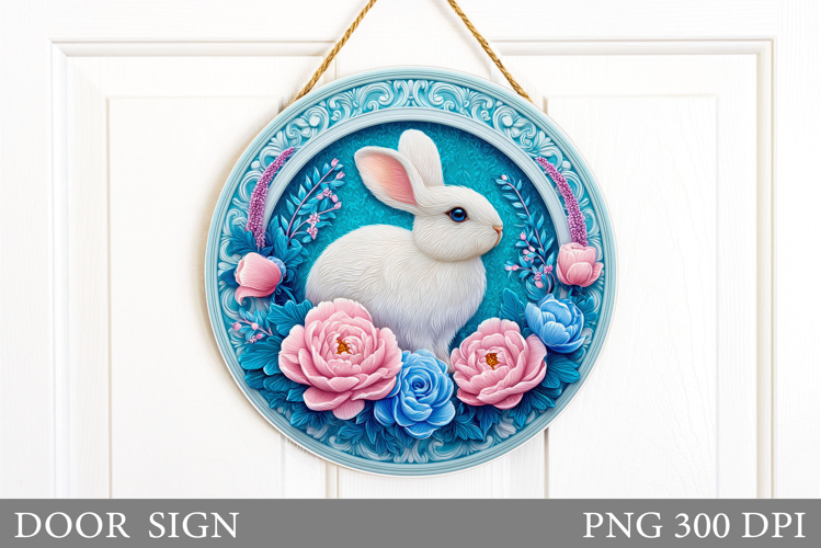 Cute Bunny Door Sign Design. Spring Door Sign Sublimation
