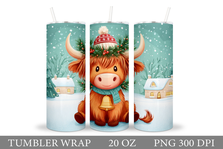 Christmas Cow Tumbler Design. Christmas Tumbler Sublimation