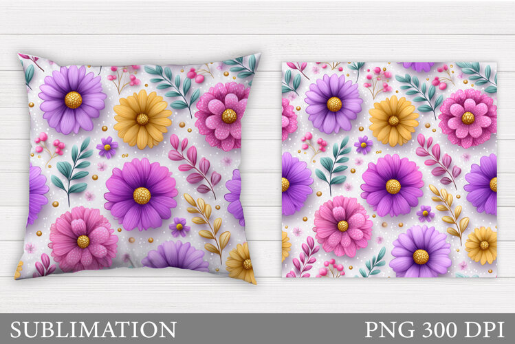 Flowers Pillow Design. Floral Pillow Sublimation example image 1