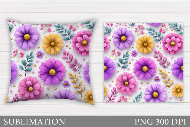 Flowers Pillow Design. Floral Pillow Sublimation