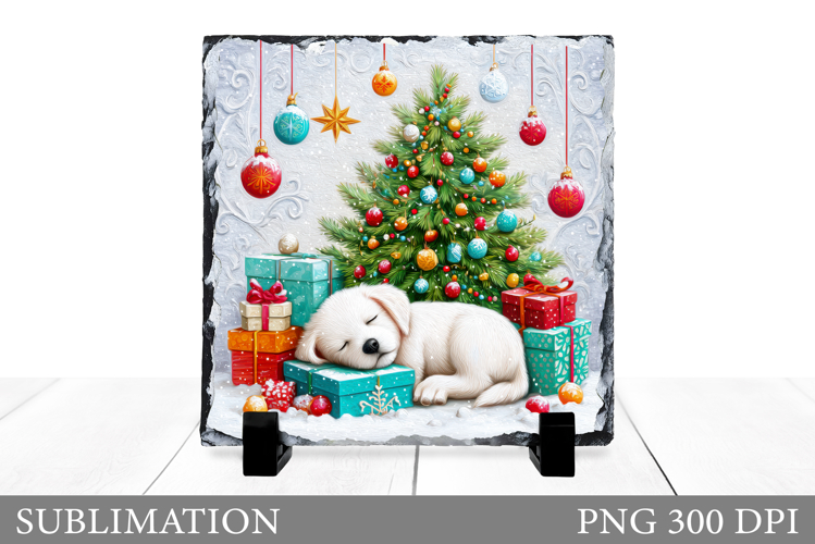 Christmas Dog Sublimation. Christmas Dog Slate Sublimation