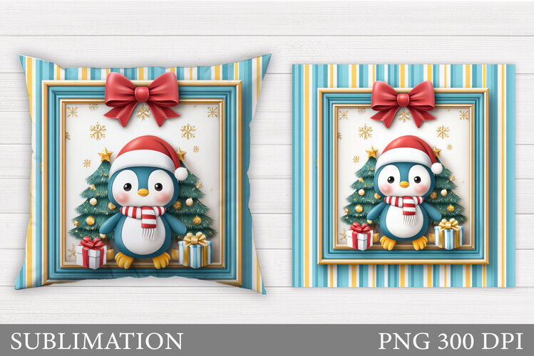 Christmas Penguin Pillow. Christmas Pillow Design example image 1