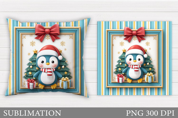 Christmas Penguin Pillow. Christmas Pillow Design