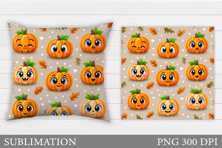 Cute Pumpkin Pillow Design. Funny Pumpkin Sublimation